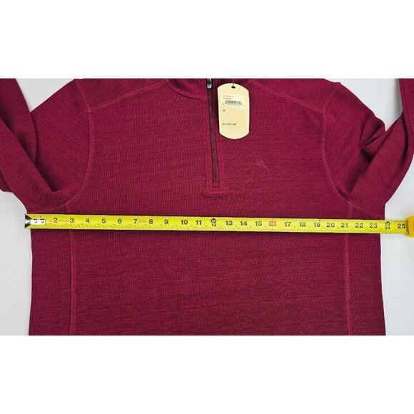 Tommy Bahama Size Medium Mens Burgundy 1/4 Zip Embroidered Chest Logo Sweater - Picture 3 of 12